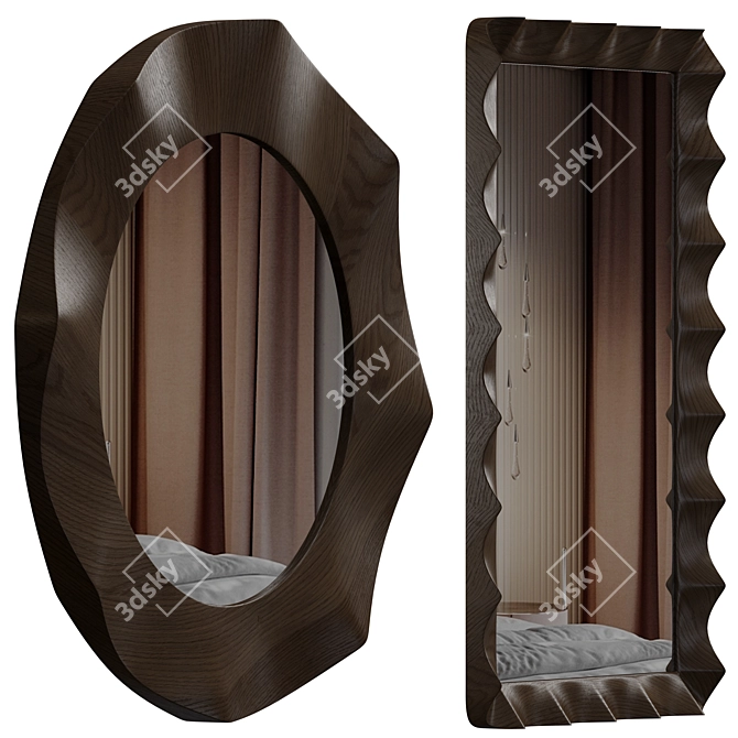 Multimaterial Wall Mirror Décor 3D model image 2