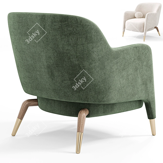 Elegant D.151.4 Armchair Design 3D model image 2