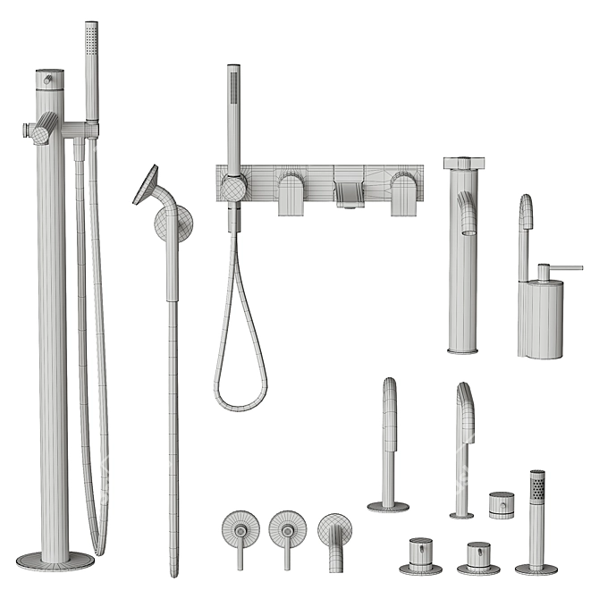 Modern Bathroom Faucets Collection 3D model image 4