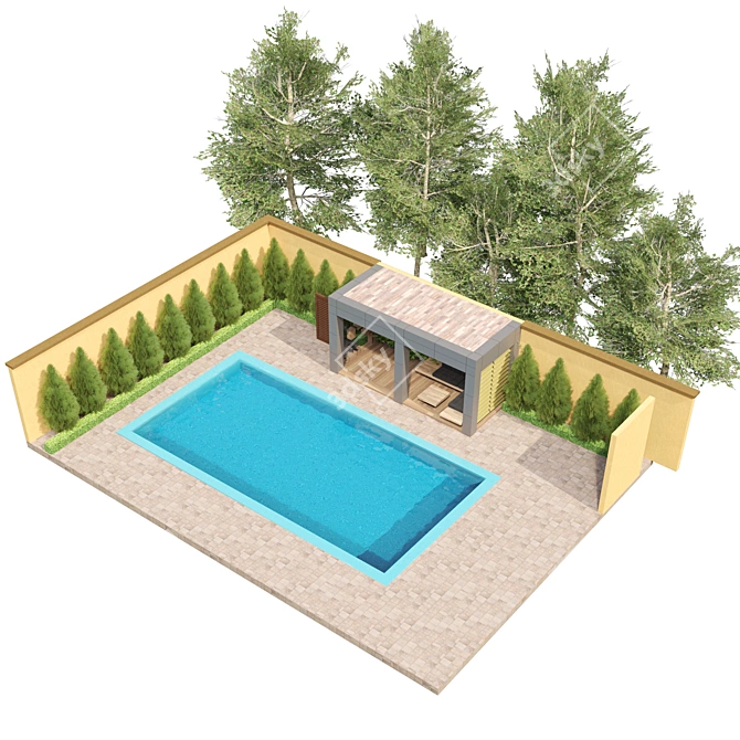 Aluminum Pool Pergola Kit: 3D Beauty 3D model image 1