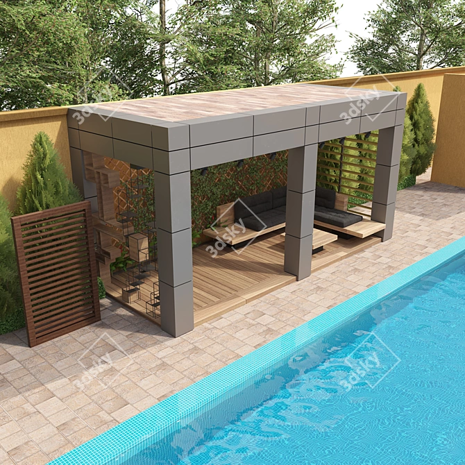 Aluminum Pool Pergola Kit: 3D Beauty 3D model image 4