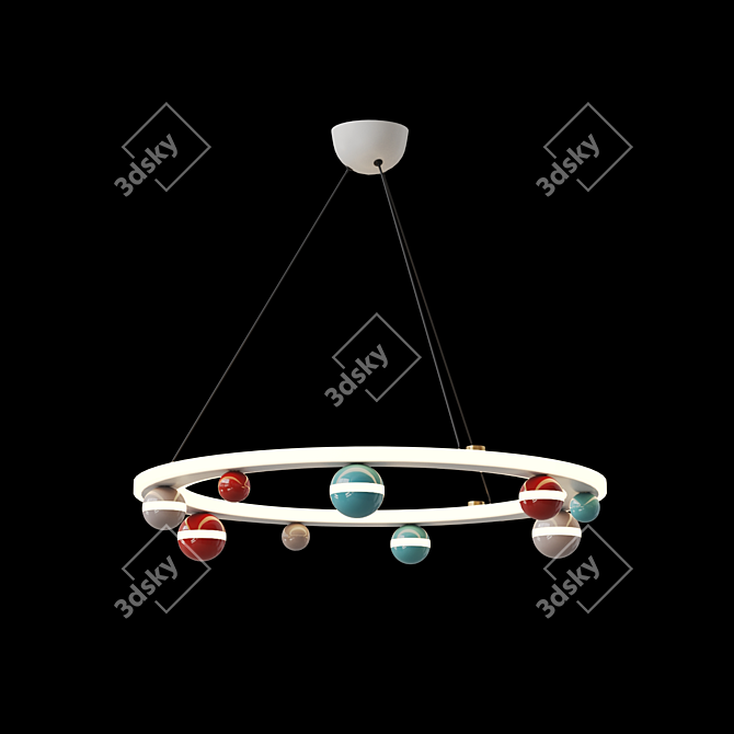 Colorful Ball Decor LED Chandelier 3D model image 3