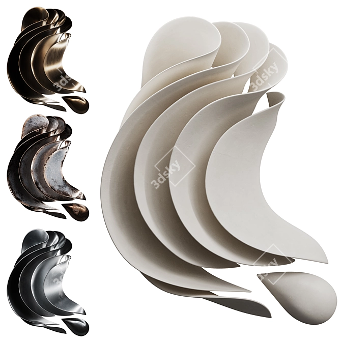 Modern Wave Sculpture Abstract Decor 3D model image 1