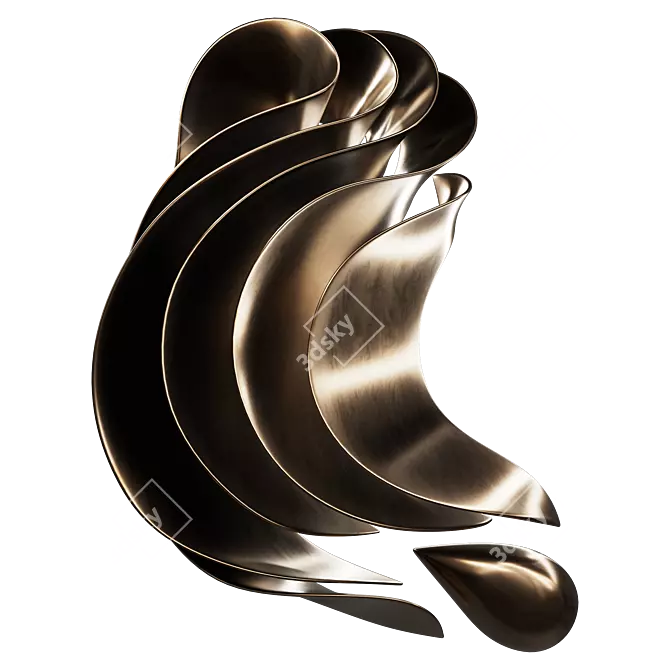 Modern Wave Sculpture Abstract Decor 3D model image 4