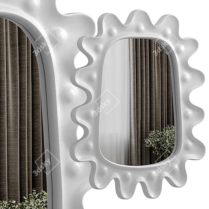 Modern Lukas Mirror: Plaster & Metal 3D model image 2