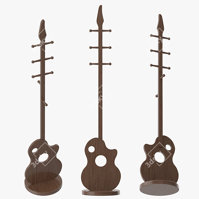 Sleek Guitar-Shaped Coat Rack 3D model image 4