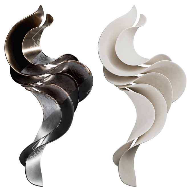 Modern Abstract Wave Wall Sculpture 3D model image 1