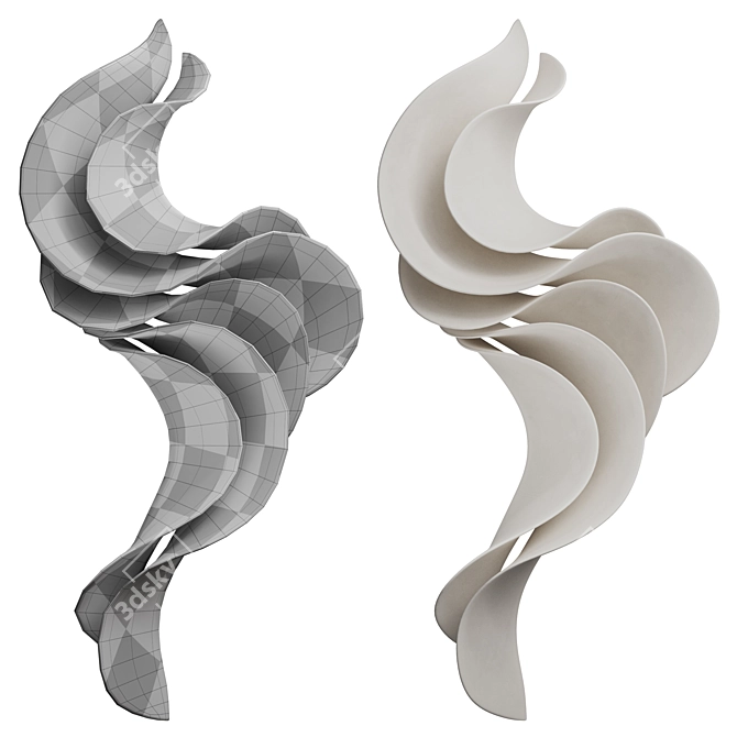 Modern Abstract Wave Wall Sculpture 3D model image 4