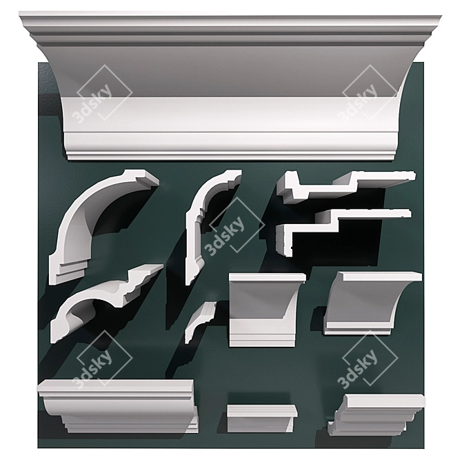 Decorative Polystyrene Cornices 3D model image 2