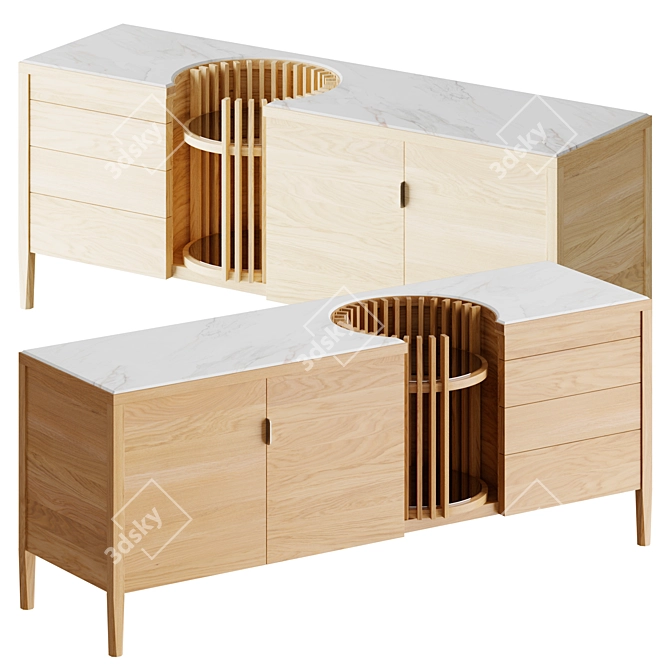 Title: Elegant Carousel Storage Sideboard 3D model image 1