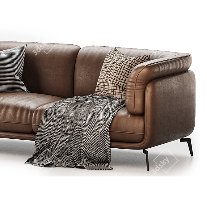 Sleek Modern Leather Sofa 3D model image 3