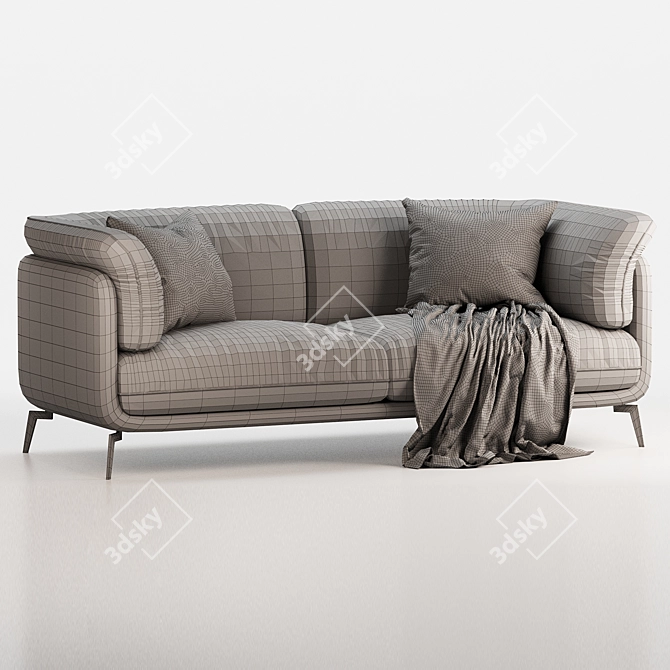 Sleek Modern Leather Sofa 3D model image 4