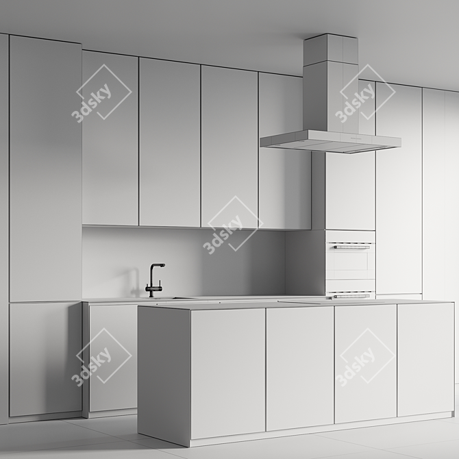  Modern Kitchen Design 3D Model 3D model image 5