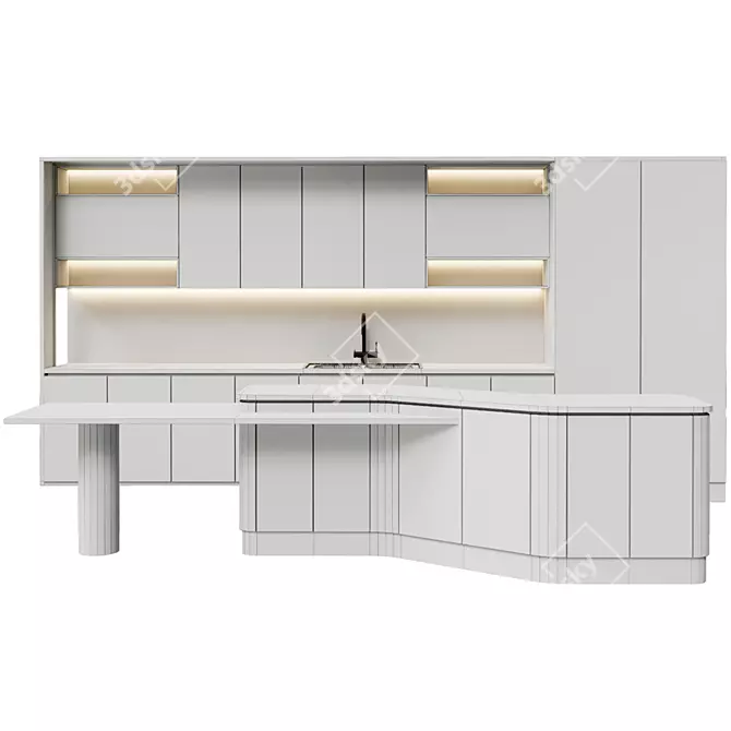 Modern Kitchen Model HBN05 3D model image 4