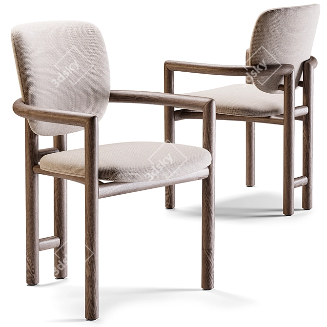 Elegant Madeira Dining Chair 3D model image 1