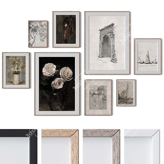 8 Wall Paintings w/ Multiple Frames 3D model image 1