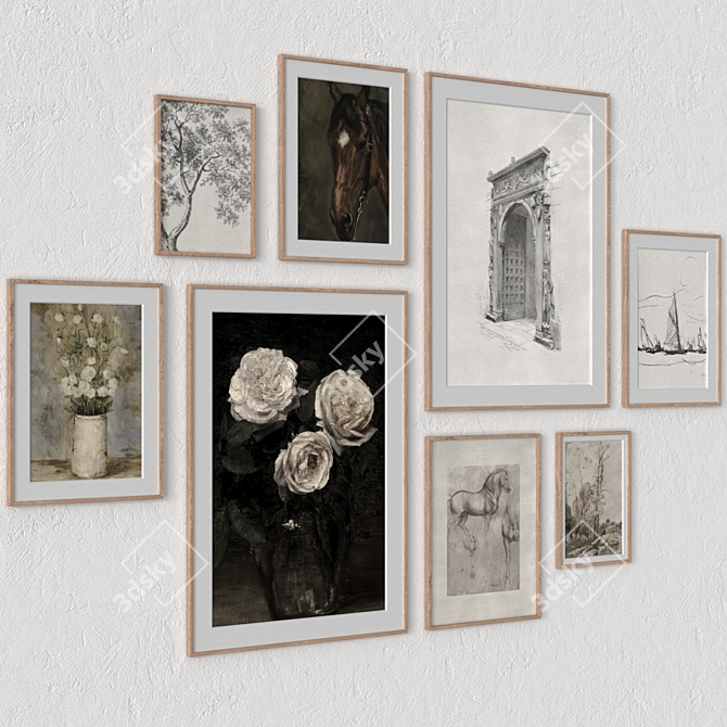 8 Wall Paintings w/ Multiple Frames 3D model image 3