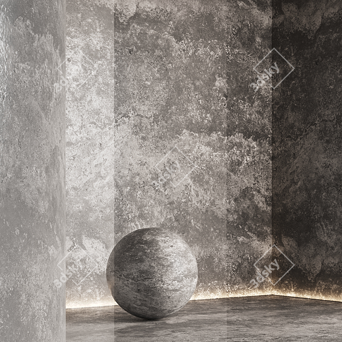 Rustic Travertine Stone Texture Pack 3D model image 3