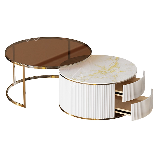 Modern Round Coffee Table Set 3D model image 1