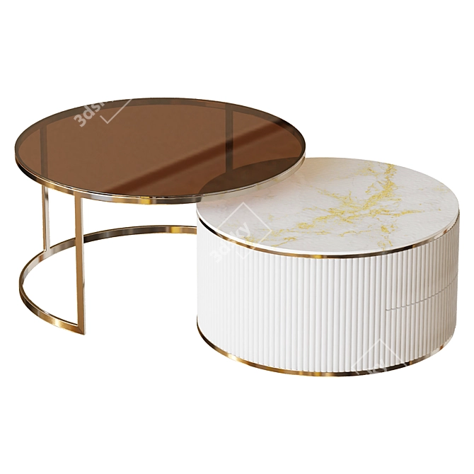 Modern Round Coffee Table Set 3D model image 2