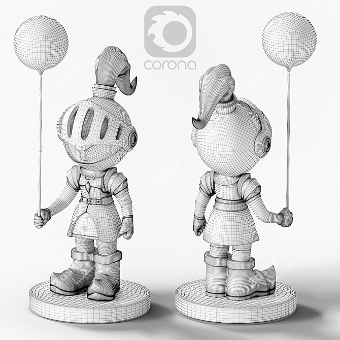 Knight Sculpture Trio Set 3D model image 4