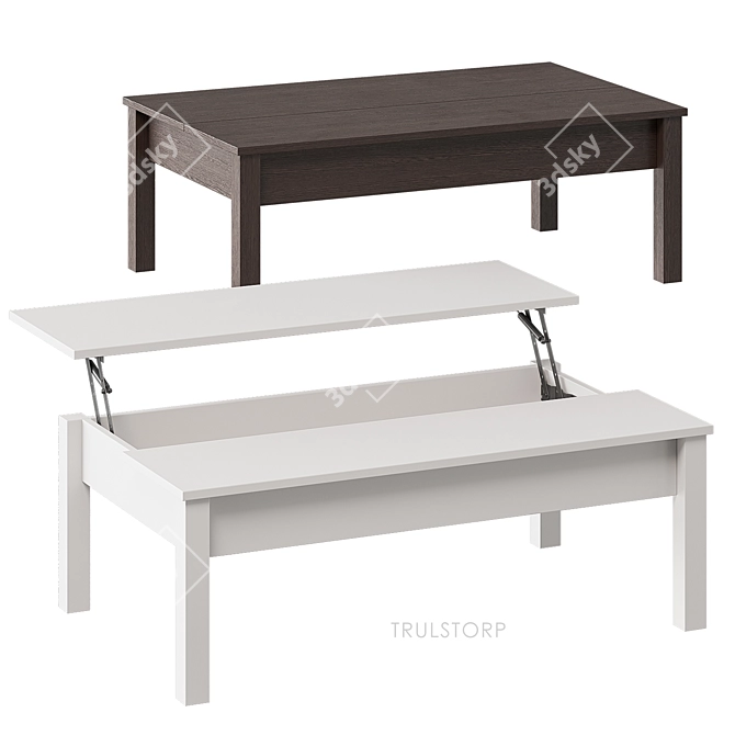 TRULSTORP IKEA Coffee Table - White & Dark Brown 3D model image 2