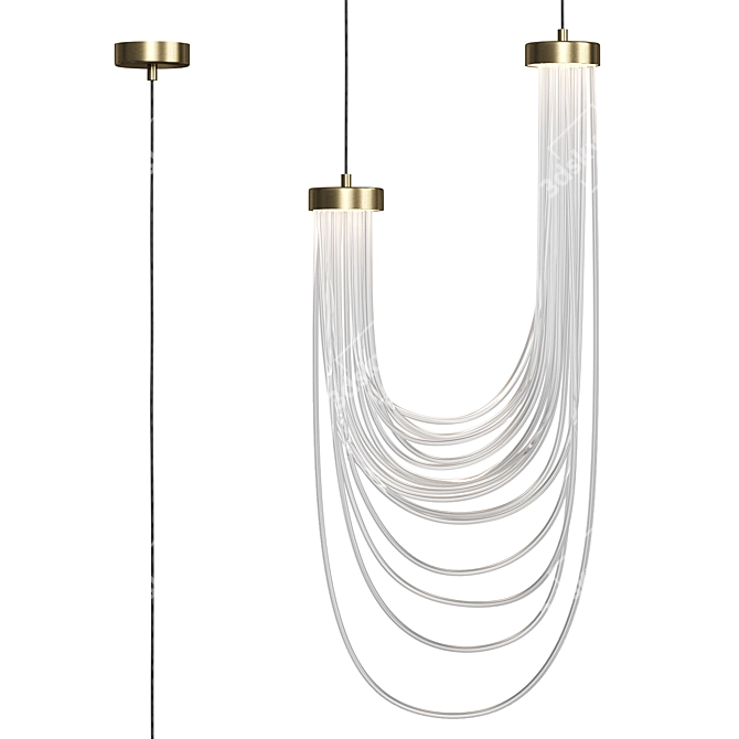 Art Deco Brass Pendant Lamp 3D model image 1