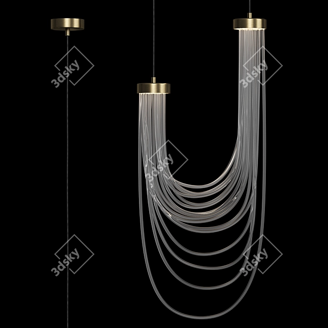 Art Deco Brass Pendant Lamp 3D model image 2