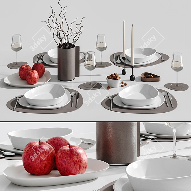 Scandinavian Style Table Setting 3D model image 1