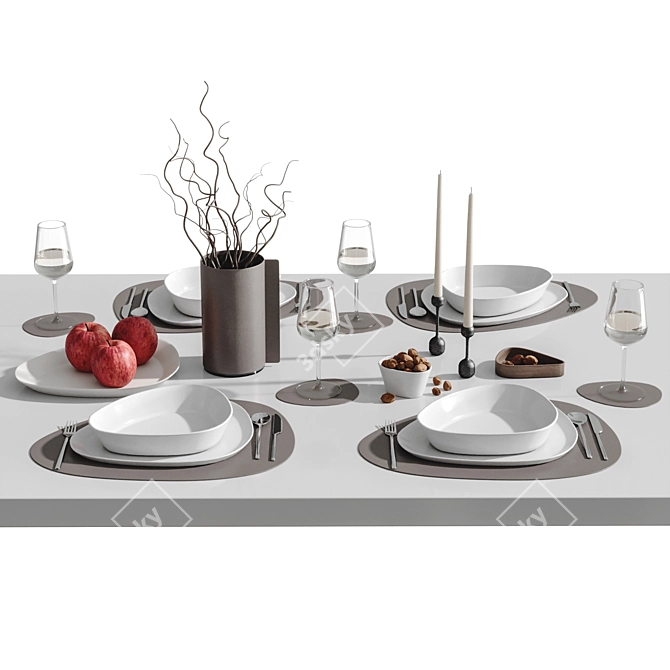 Scandinavian Style Table Setting 3D model image 5