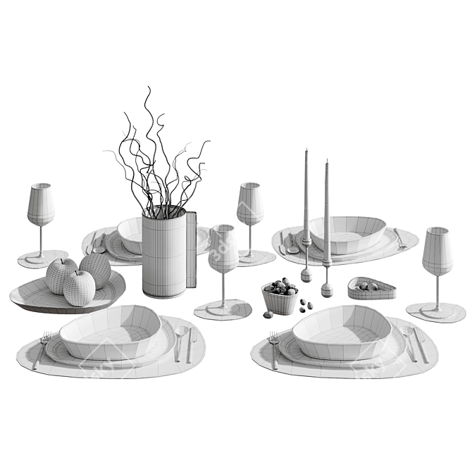 Scandinavian Style Table Setting 3D model image 6