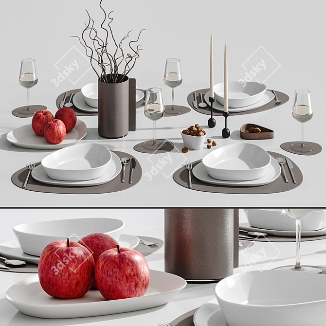 Scandinavian Style Table Setting 3D model image 7