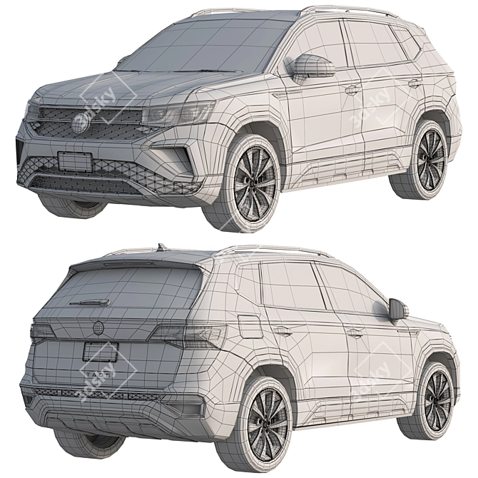 Animated Volkswagen Taos with Multi-National Plates 3D model image 3