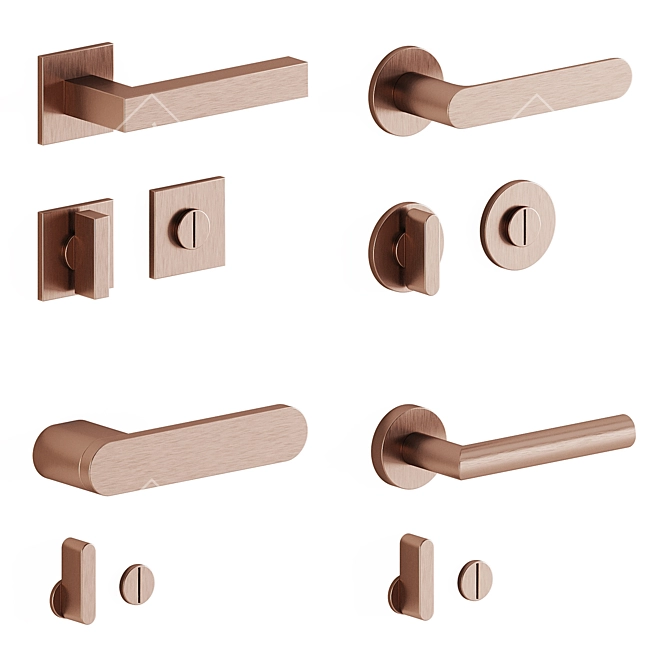 Olivari Set 1 Door Handles 3D model image 2