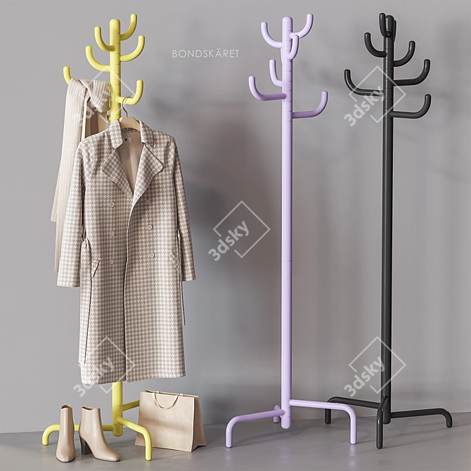 Sleek Coat Stand Organizer Holder 3D model image 2