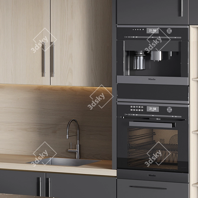 Modern Kitchen 3D Model Set 3D model image 3