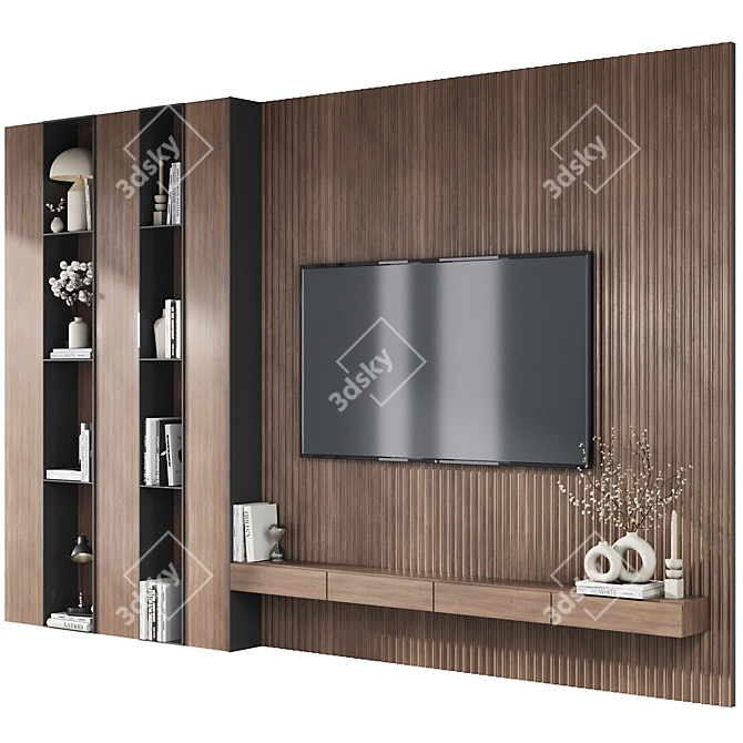 Modern TV Wall Decor Set 3D model image 1