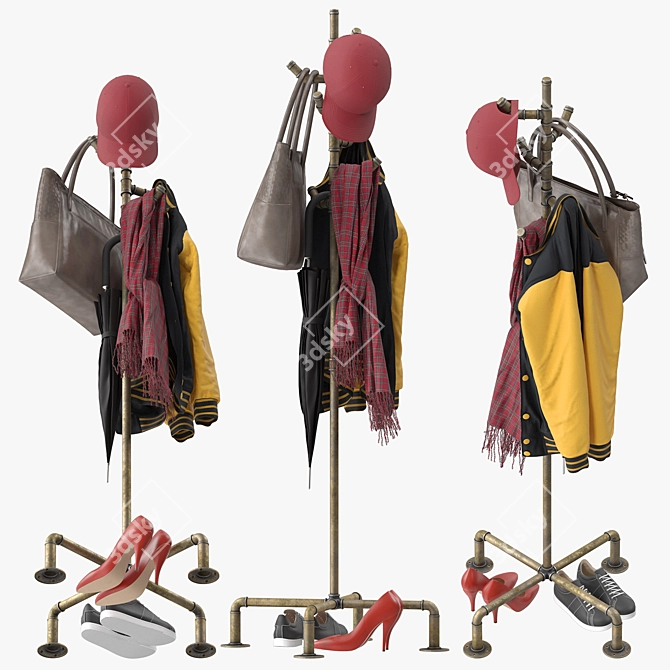 Pipe Coat Rack Model Formats 3D model image 3