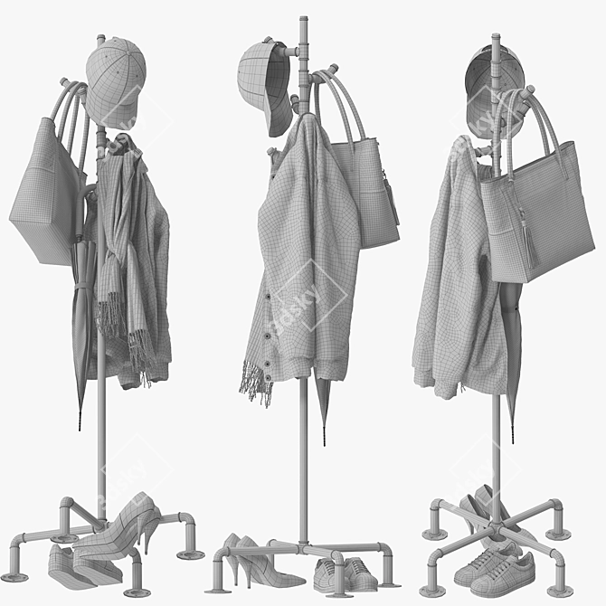 Pipe Coat Rack Model Formats 3D model image 5