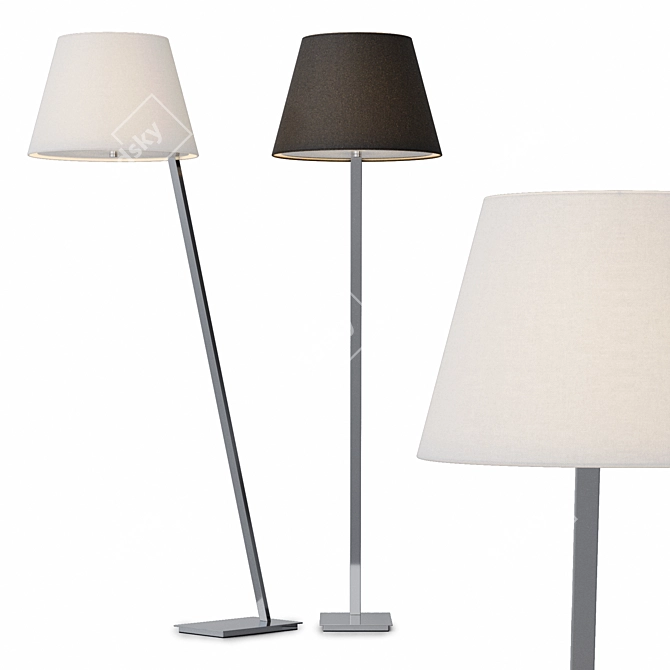 Modern Steel and Fabric Floor Lamp 3D model image 1