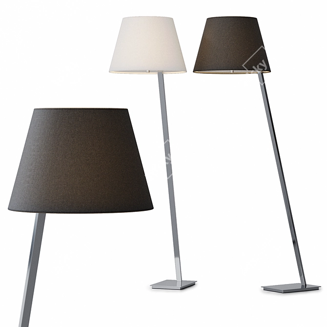 Modern Steel and Fabric Floor Lamp 3D model image 2