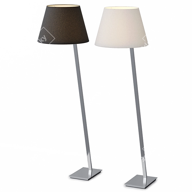 Modern Steel and Fabric Floor Lamp 3D model image 3