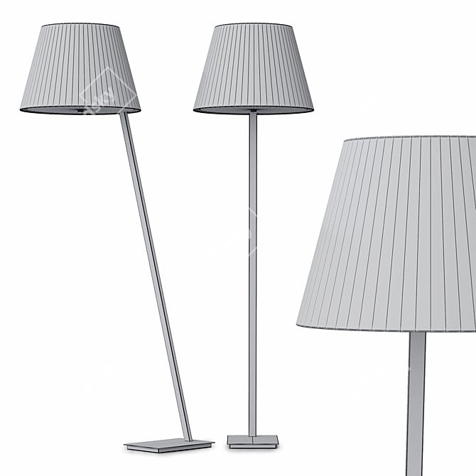 Modern Steel and Fabric Floor Lamp 3D model image 4