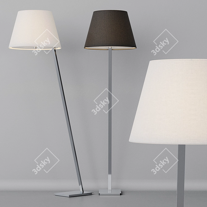 Modern Steel and Fabric Floor Lamp 3D model image 5