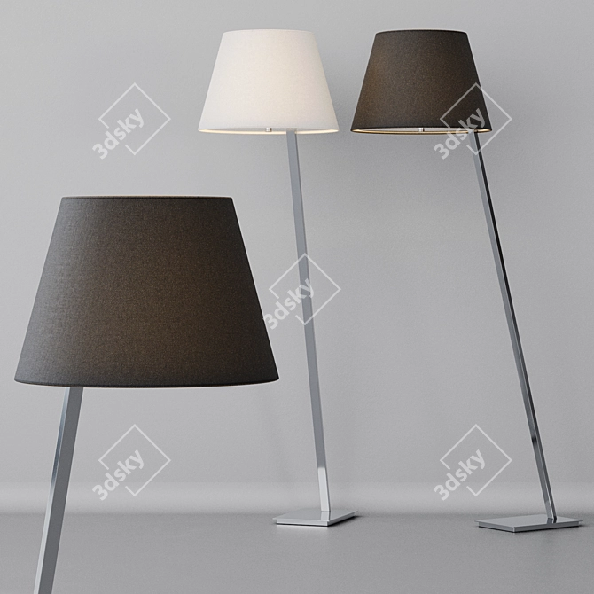 Modern Steel and Fabric Floor Lamp 3D model image 6