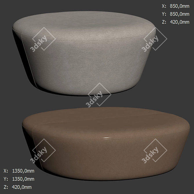 Modern Beat Pouf by Andreu World 3D model image 6