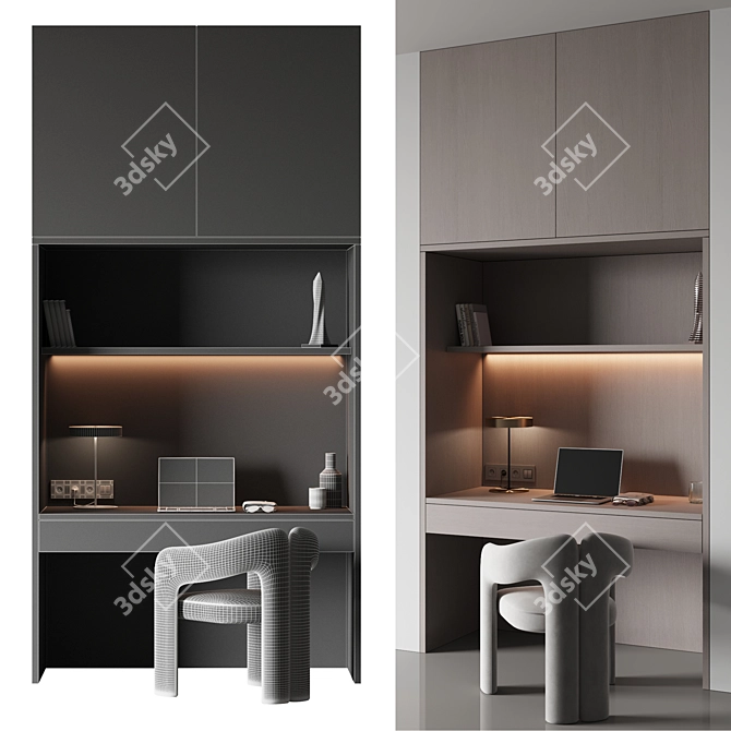 All-in-One Cubicle Workspace 3D model image 3