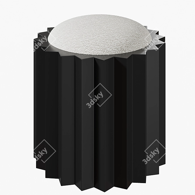 Chic boucle corner pouf 3D model image 1