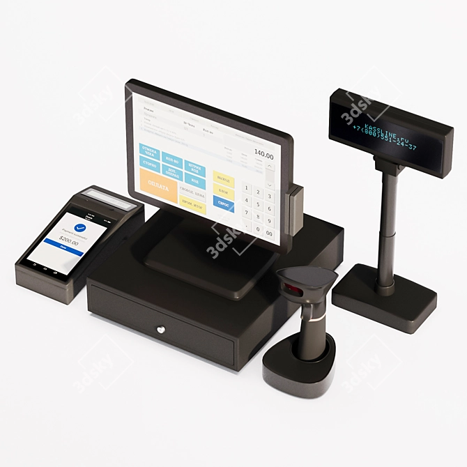  All-In-One POS System Package 3D model image 2