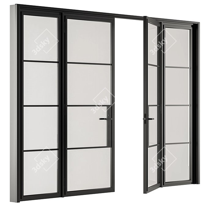 Compact Metal Glass Door Kit 3D model image 2